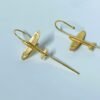 Gold finish air plane quirky earrings ear cuff ear needle earrings by silly owl (3)