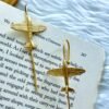 Gold finish air plane quirky earrings ear cuff ear needle earrings by silly owl (6)