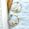 Gold finish anti tarnish hoops earrings with horse in a circle toy circus earrings by silly owl