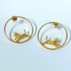 Gold finish anti tarnish hoops earrings with horse in a circle toy circus earrings by silly owl (2)