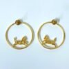 Gold finish anti tarnish hoops earrings with horse in a circle toy circus earrings by silly owl (3)