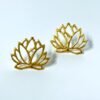 Gold finish anti tarnish lotus stud earrings by silly owl (5)