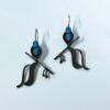 Hanging Krishna basuree oxidised earrings with blue stone by silly owl Jewelry (2)