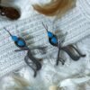 Hanging Krishna basuree oxidised earrings with blue stone by silly owl Jewelry (4)