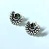 Maharashtrian Kolhapuri oxidised earrings Chand look studs green stone by silly owl