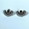 Maharashtrian Kolhapuri oxidised earrings Chand look studs green stone by silly owl (1)