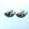 Maharashtrian Kolhapuri oxidised earrings Chand look studs green stone by silly owl (2)