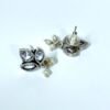 Minimal 3 leaf diamond stone oxidised stud earrings with pearl hangings by silly owl earrings (2)