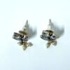 Minimal 3 leaf diamond stone oxidised stud earrings with pearl hangings by silly owl earrings (4)