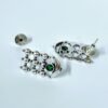 Minimal Kolhapuri oxidised stud earrings green stone by silly owl earrings (3)