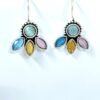 Multi colour cute minimal hanging earrings with Monalisa stone colourful oxidised earrings by silly owl (5)