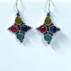 Multi colour minimal hanging earrings with Monalisa stone navratri oxidised earrings by silly owl (5)