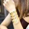 gold plated multi layer Egyptian look tribal statement hand cuff by silly owl