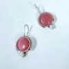 Light weight fish hook small dangler hanging earrings with a pearl and pink monalisa stone by silly owl jewellery (4)