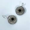 Light weight fish hook small dangler hanging earrings with filigree and a black monalisa stone by silly owl jewellery (1)