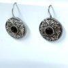 Light weight fish hook small dangler hanging earrings with filigree and a blackmonalisa stone by silly owl jewellery (1)