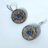 Light weight fish hook small dangler hanging earrings with filigree and a blue monalisa stone by silly owl jewellery (2)