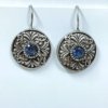 Light weight fish hook small dangler hanging earrings with filigree and a blue monalisa stone by silly owl jewellery (2)