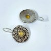 Light weight fish hook small dangler hanging earrings with filigree and a yellow monalisa stone by silly owl jewellery (3)