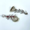 Light weight layered with leaves oxidised jhumka with red and pearls by silly owl jewellery (2)