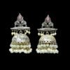 Light weight silver polish oxidised jhumka with pink stones and pearls by silly owl jewellery (2)