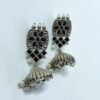 Light weight tribal oxidised jhumka with black stones and pearls by silly owl jewellery (1)