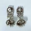 Light weight tribal oxidised jhumka with black stones and pearls by silly owl jewellery (3)