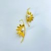 elegant gold half flower statement earrings by silly owl anti tarnish jewellery (1)