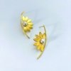 elegant gold half flower statement earrings by silly owl anti tarnish jewellery (2)