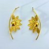 elegant gold half flower statement earrings by silly owl anti tarnish jewellery (5)