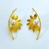 elegant gold half flower statement earrings by silly owl anti tarnish jewellery (6)