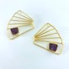 gold finish statement earrings with semi-precious amethyst by silly owl anti arnish brass jewelry (2)