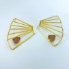 gold finish statement earrings-with semi precious rose quartz by silly owl anti arnish brass jewelry (2)