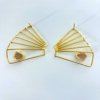 gold finish statement earrings-with semi precious rose quartz by silly owl anti arnish brass jewelry (4)