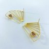 gold finish statement earrings-with semi precious rose quartz by silly owl anti arnish brass jewelry (5)