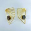 gold finish statement earrings with semi precious stones by silly owl anti tarnish brass jewelry (1)