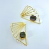 gold finish statement earrings with semi precious stones by silly owl anti tarnish brass jewelry (2)