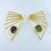 gold finish statement earrings with semi precious stones by silly owl anti tarnish brass jewelry (4)