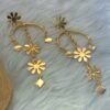 gold finish statementquirky boho floral earrings by silly owl anti tranish brass jewellery (4)