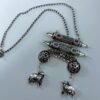 oxidised long necklace with lion and cow nandi hangings set with earrings by silly owl jewellry (4)