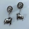 oxidised long necklace with lion and cow nandi hangings set with earrings by silly owl jewellry (5)