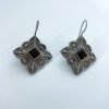 square with frill motfis and black monalisa stone oxidised hanging earrings by silly owl anti tarnish jewelry (2)