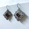 square with frill motfis and black monalisa stone oxidised hanging earrings by silly owl anti tarnish jewelry (4)