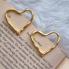 Heart shaped statement minimal earrings made of brass with gold finish by silly owl anti tranish jewellery (2)