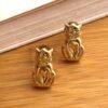 Minimal cat shaped gold stud earrings made of brass by silly owl anti tarnish jewellery (3)