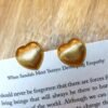 Minimal design heart shaped statement design earrings mae of brass with a gold polish by silly owl anti tarnish jewellery (3)