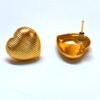 Minimal design heart shaped statement design earrings mae of brass with a gold polish by silly owl anti tarnish jewellery (5)
